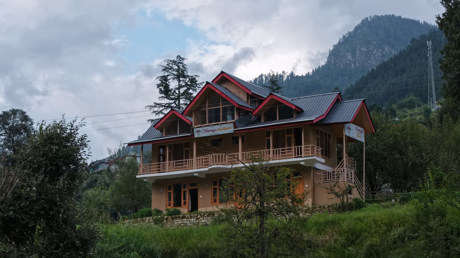 Morning sunlight over Himalayan mountains from the property